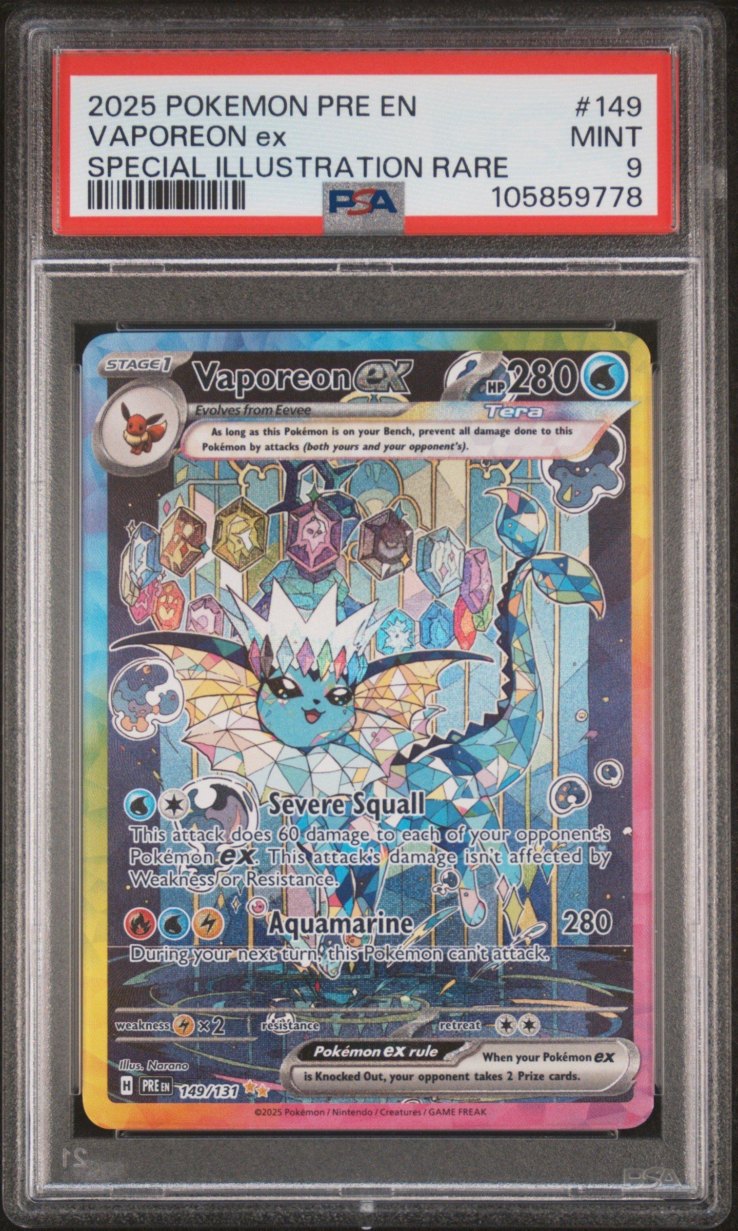 PSA 9 Vaporeon ex 2025 Prismatic Evolutions 149/131